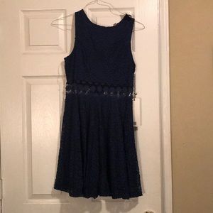 Navy a-line floral lace dress